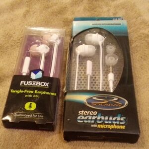 LARA White Earbud Headphones with Mic